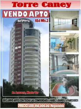 Vendo super apto en la torre caney del mirador sur con 854