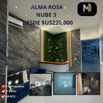 Apartamento en torre de alma rosa