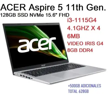 Laptop acer aspire 5 15.6 11va 4.1ghz 8gb ddr4 128 ssd  500