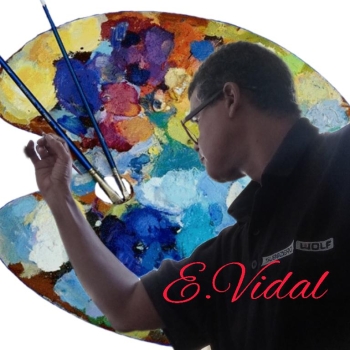 Pintor dominicano cuadro costumbrista obra de arte e.vidal