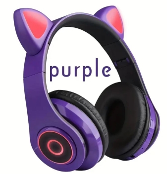 Audífonos de diadema orejas y de gato con luz led