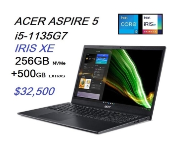 Acer aspire 5 i5 11th iris xe 4.2ghz x 8 20gb 256 ssd 500gb