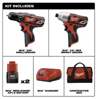 Milwaukee kit combinado de taladro/atornillador de impacto