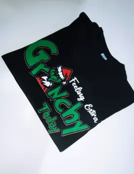 Tshirt navideños tema grinch negros