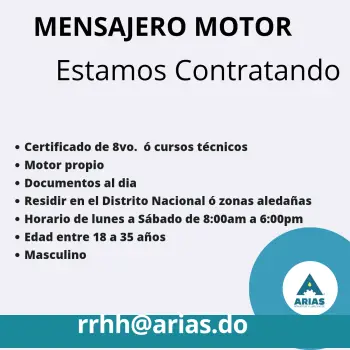 Vacante mensajero motor en santo domingo dn