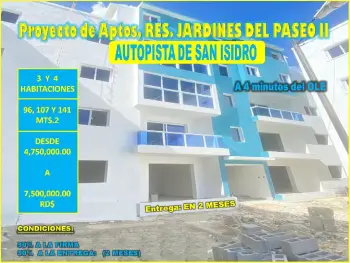 Proyecto aptos res. jardines del paseo casi listos en  aut.