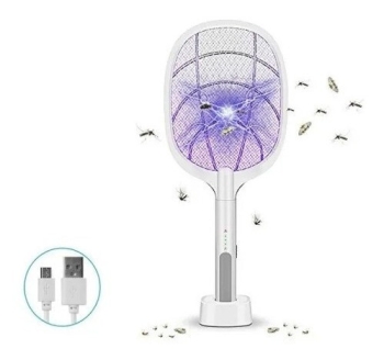 Raqueta con base  mata moscas mosquitos zancudos con luz uv