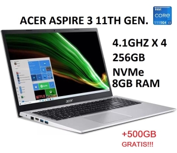 Acer aspire 3 15.6 i3 11va 8gb ddr4 256gb nvme  500gb nueva