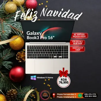 Galaxy book3 pro 16plg. 1tb ram 16gb inte core i7