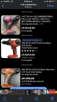 Taladro hilti nuevo sin batería ni cargador nuevo