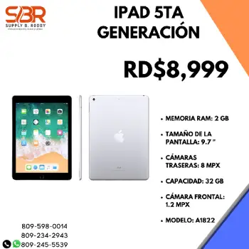 Ipad 5ta generacion modelo a1822