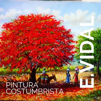 Pintor dominicano cuadro costumbrista obra de arte e.vidal