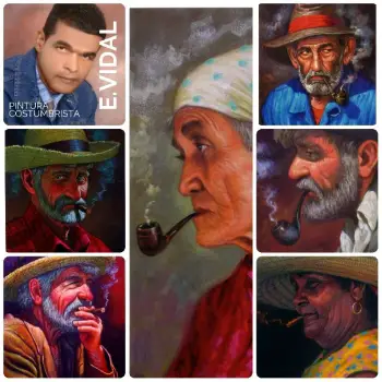 Pintor dominicano cuadro costumbrista obra de arte e.vidal