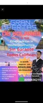 Proyecto exclusivo de solares con titulo y deslindados con excelentes