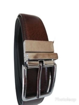 Correa de hombre de cuero hebilla reversible marron y negro nueva