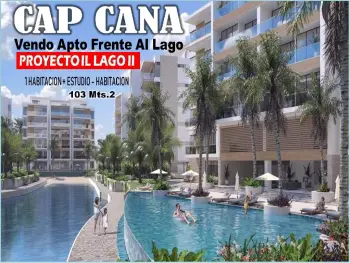 Vendo apto en cap cana dentro del proyecto il lago ii 1 hab. estudio c