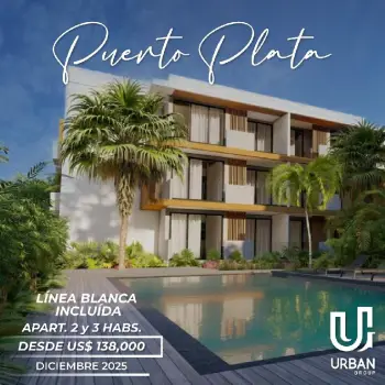 Apartamentos con linea blanca en playa dorada puerto plata