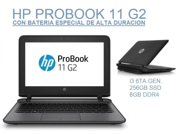 Laptop hp probook 11 g2 2.3ghz x 4 11.6 pg i3 6ta gen  8gb y 256 ssd 1