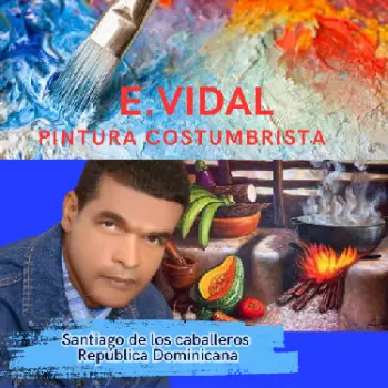 Pintor dominicano cuadro costumbrista obra de arte e.vidal