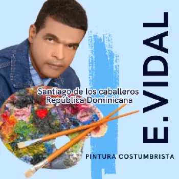 Pintor dominicano e.vidal pintura costumbrista santiago de los caballe