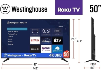 Tv smart 4k westinghouse roku 50 pulgadas led 4k uhd nueva 21800