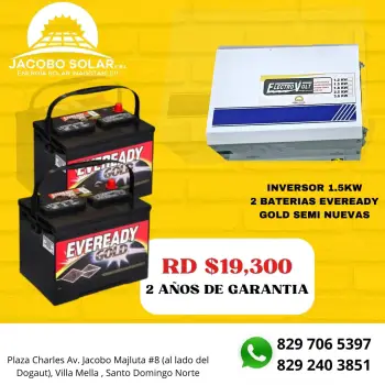 Combo de inversor 1.5kw/ 2 baterias eveready gold