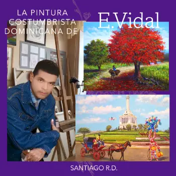 Pintor dominicano cuadro costumbrista obra de arte e.vidal