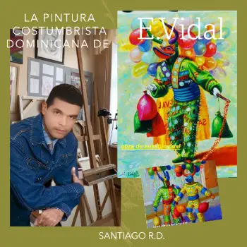 Pintor dominicano cuadro costumbrista obra de arte e.vidal