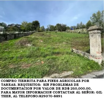 Se compra terreno para fines agricolas