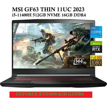 Msi gf 63 i5 11400h 4.5ghz x 12 16gb drr4 512gb m.2 rtx 3050 4gb gddr6