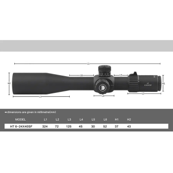 Rifle mira telescopica ht 6-24x40 primel plano focal