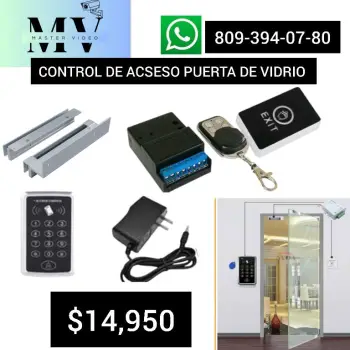 Control de acseso puerta vidrio vidrio  instalacion incluida