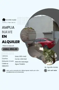 Nave industrial en alquiler 630mts2 precio abierto a negociacion