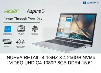 Laptop acer aspire 3 15.6 i3 11va 8gb ddr4 256gb nvme 22500