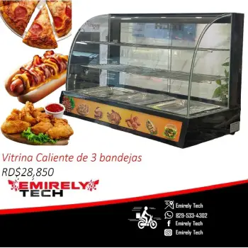 Vitrina exhibidora mostrador caliente de comida de 3 niveles 36 pulgad