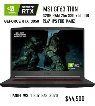 Msi gf 63 i5 11400h 4.5ghz x 12 32gb drr4 756gb rtx 3050 4gb gddr6 gam