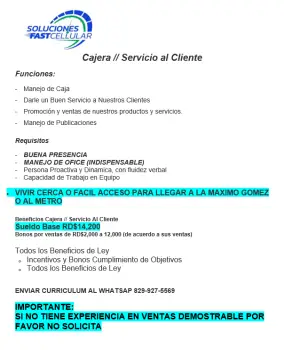 Cajera // servicio al cliente