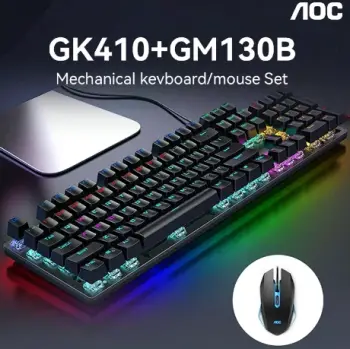 Teclado mecánico aoc gk410 con ratón 130b interruptor azul negro y mar