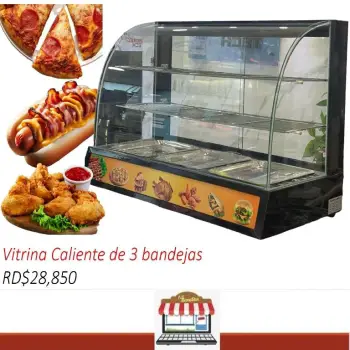 Vitrina caliente exhibidora mostrador caliente de comida de 3 niveles