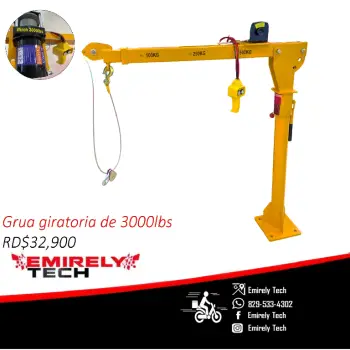 Grua montacargas electrica giratoria de 3000lbs