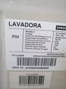 Lavadora semiautomática samsung wt14j4200mb de 14 kg blanca