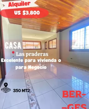 Exclusiva casa en alquiler las praderas  2do nivel 4-hab 4-b parqueos