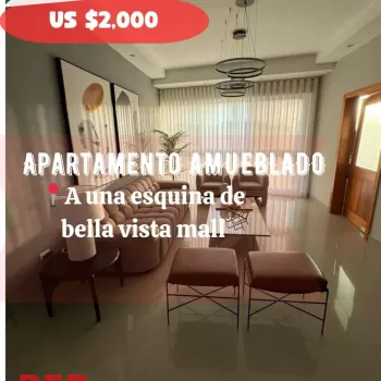 Apartamento amueblado en alquiler bella vista 1-habitacion hermosa vis