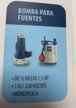 Bomba para fuentes tanque de peces 1/2 hasta 1.5 hp 110/220v monofasic