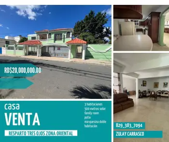 Vendo tremenda casa en reparto los 3 ojos