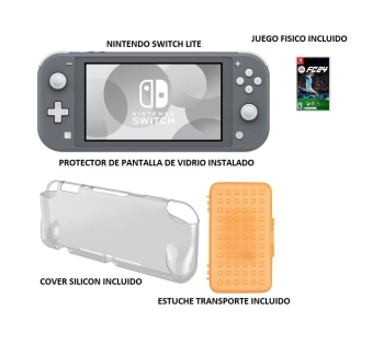 Nintendo switch lite con juego fc 24 como nuevo con extras