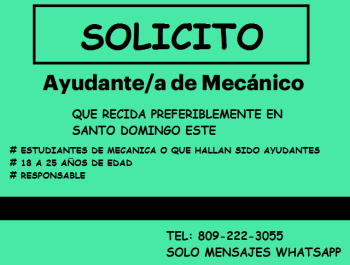 Busco ayudante de mecanico