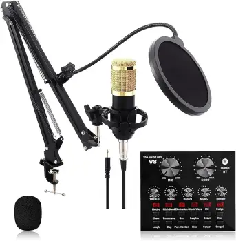 Tarjeta de sonido con su micrófono y accesorios
