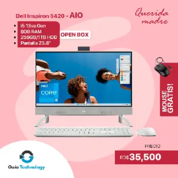 Computadora todo en uno dell 5420 i5 13va gen 256gb ssd 8gb ram 1año d