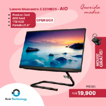Computadora todo en uno lenovo 1tb hdd 8gb ram  pantalla 21.5 pulgadas